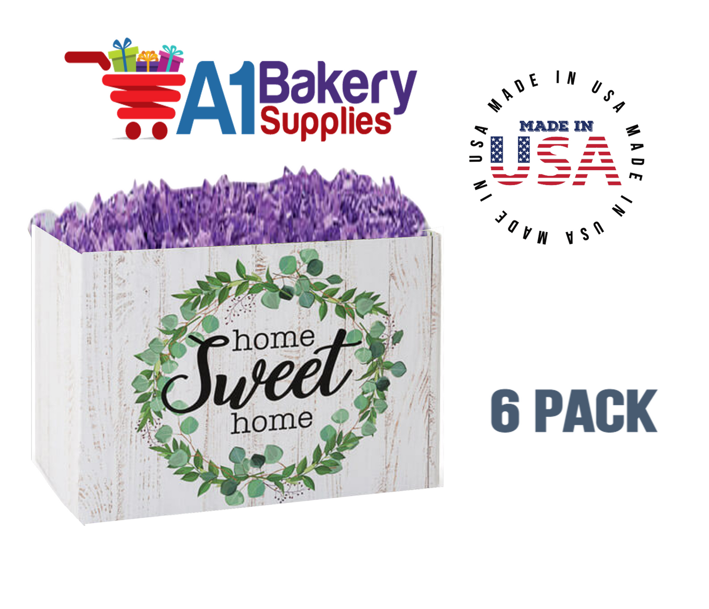 Farmhouse Home Sweet Home Basket Box, Theme Gift Box, Small 6.75 (Length) x 4 (Width) x 5 (Height), 6 Pack