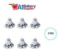 A1BakerySupplies Filigree Lace Bell-Large White 6 pack Wedding Accessories for Birthday Cake Decorations and Marriages