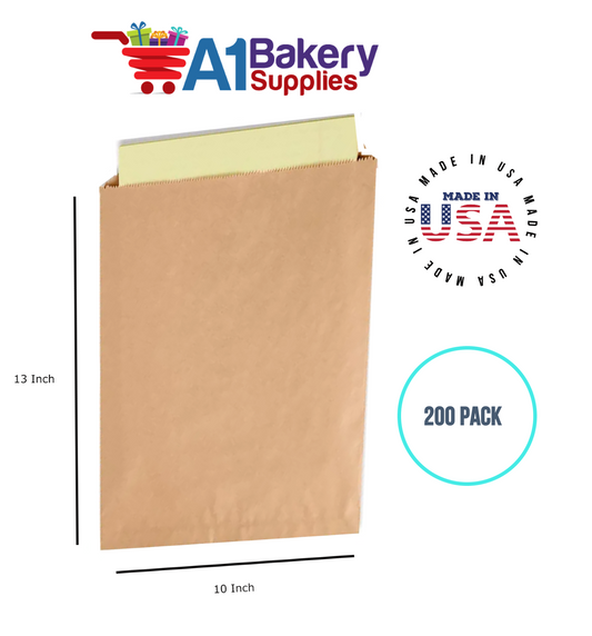 Kraft Flat Merchandise Bags, Medium, 200 Pack - 10"x13"