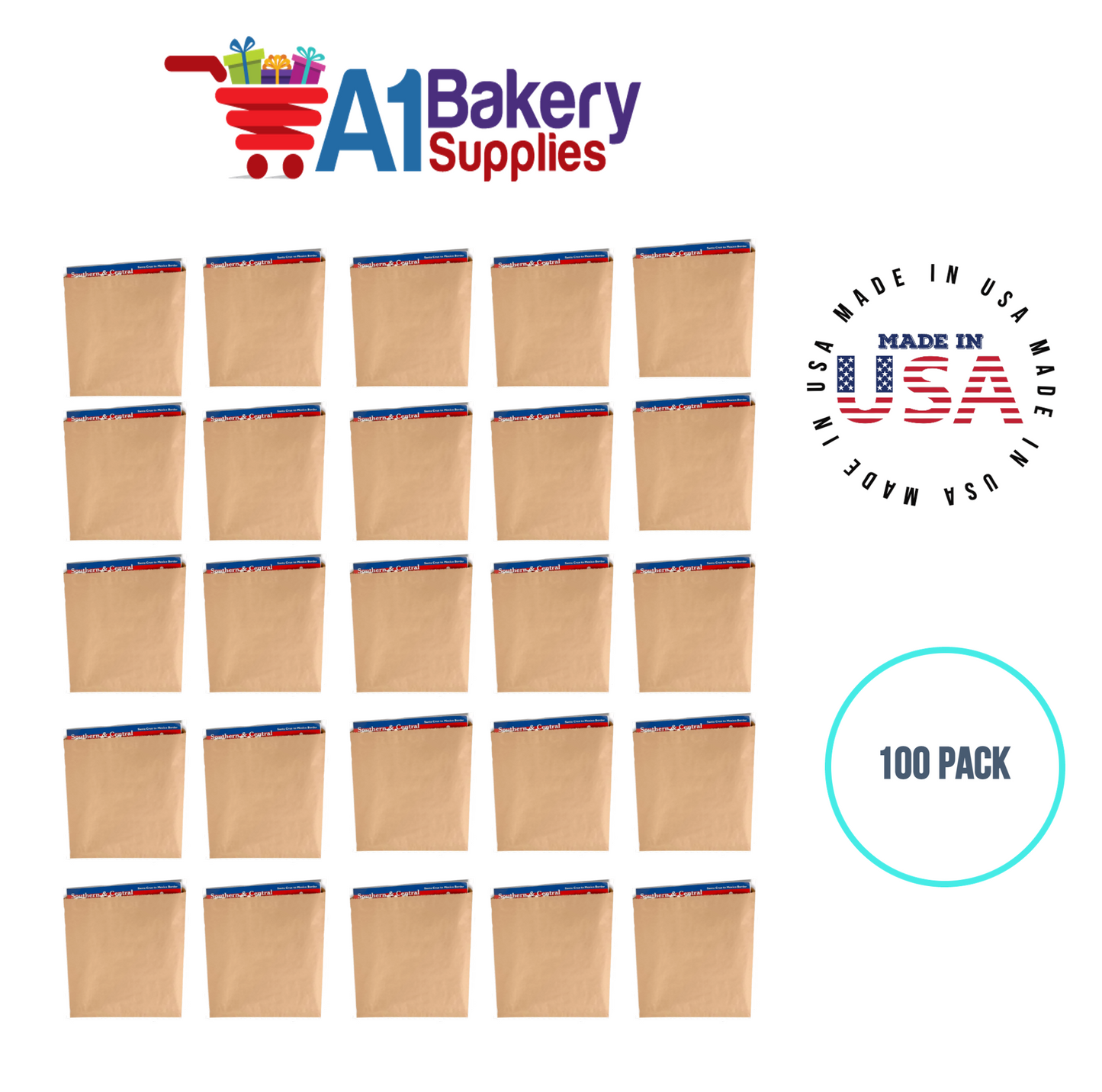 Kraft Flat Merchandise Bags, Small, 100 Pack - 12"x15"