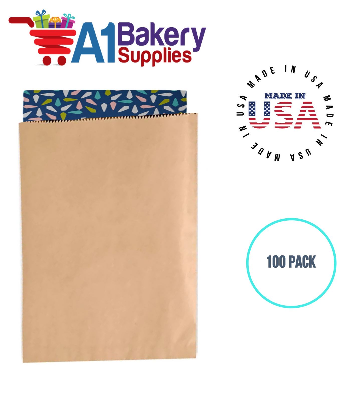 Kraft Flat Merchandise Bags, Small, 100 Pack - 12"x15"