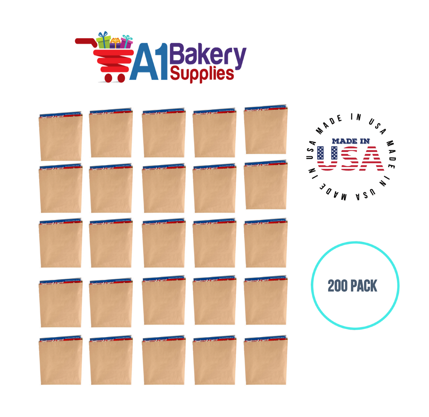 Kraft Flat Merchandise Bags, Medium, 200 Pack - 12"x15"