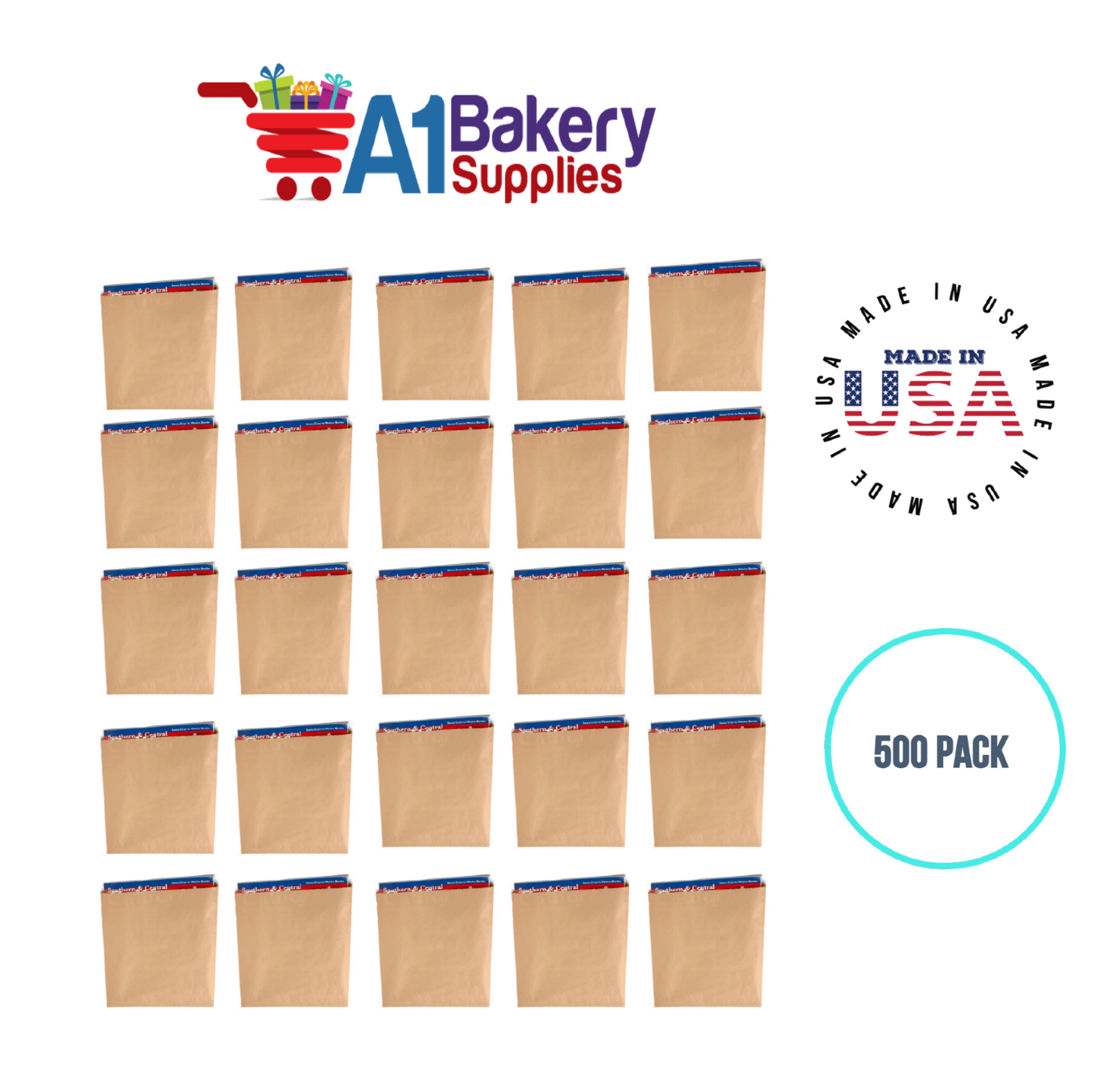 Kraft Flat Merchandise Bags, Medium, 500 Pack - 12"x15"