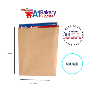 Kraft Flat Merchandise Bags, Medium, 500 Pack - 12"x15"