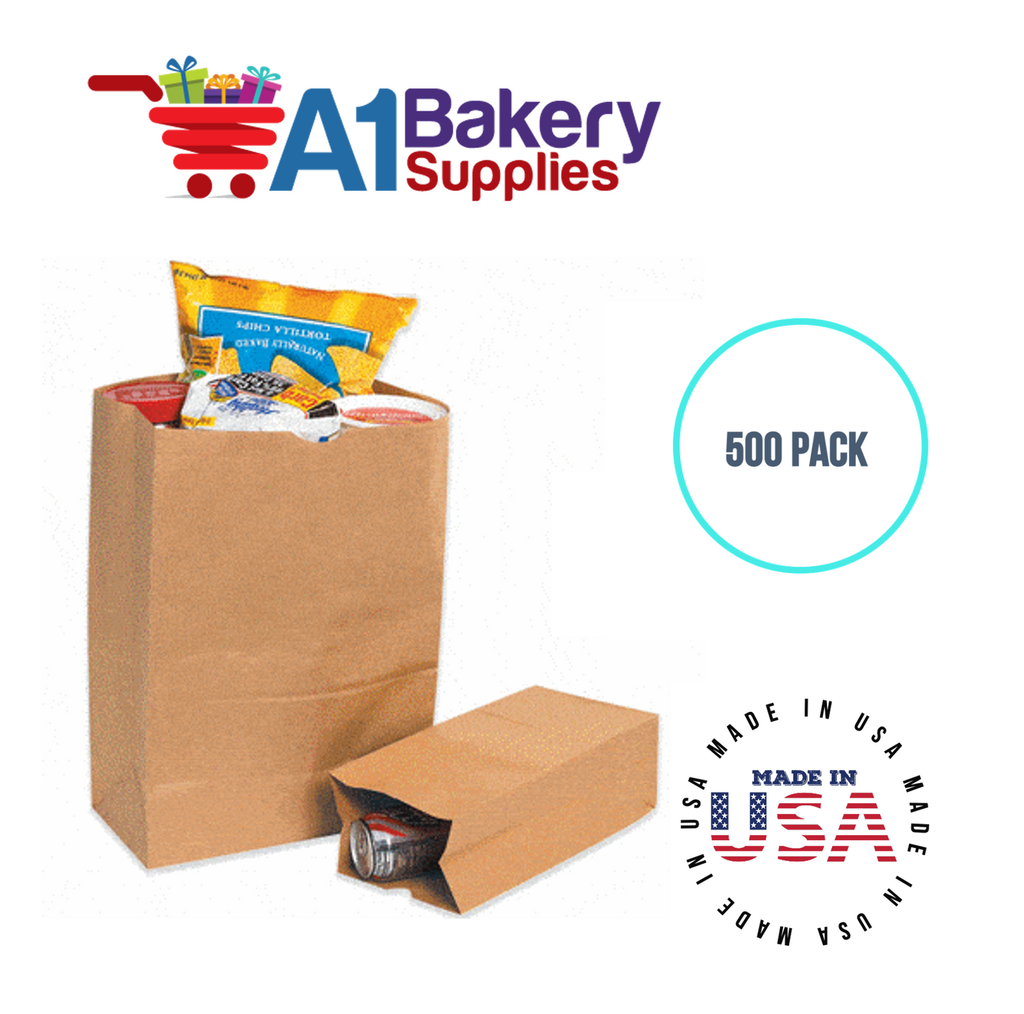 Kraft Flat Merchandise Bags, Medium, 500 Pack - 5"x7-1/2"