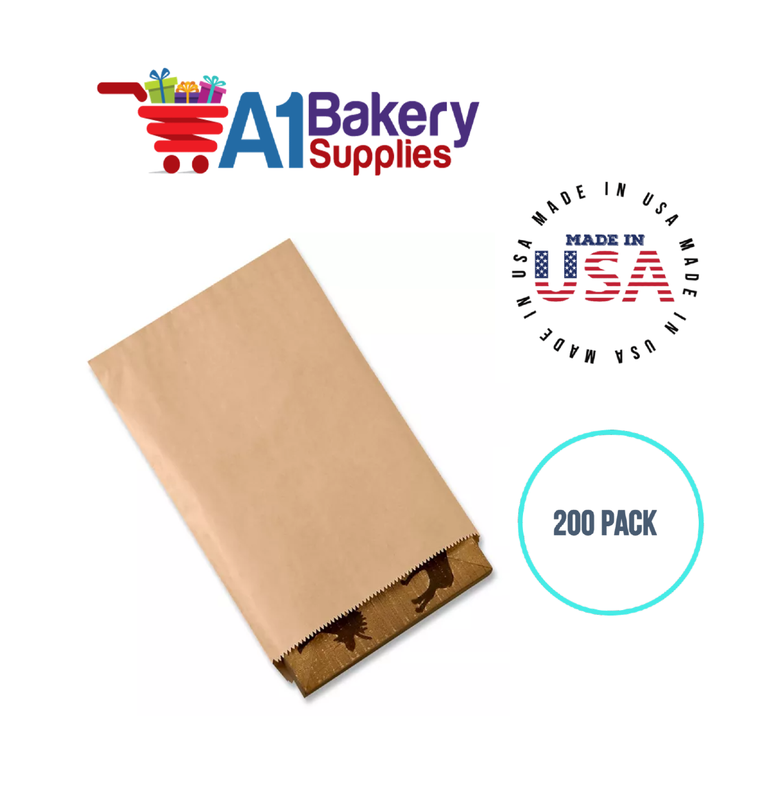 Kraft Flat Merchandise Bags, Medium, 200 Pack - 6-1/4"x9-1/4"