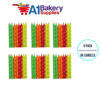 A1BakerySupplies Glitter Candles - Neon Asst 6 pack for Birthday Cake Decorations and Anniversary