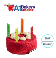 A1BakerySupplies Glitter Candles - Neon Asst 6 pack for Birthday Cake Decorations and Anniversary