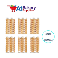 A1BakerySupplies Gold Birthday Candles 6 pack for Birthday Cake Decorations and Anniversary