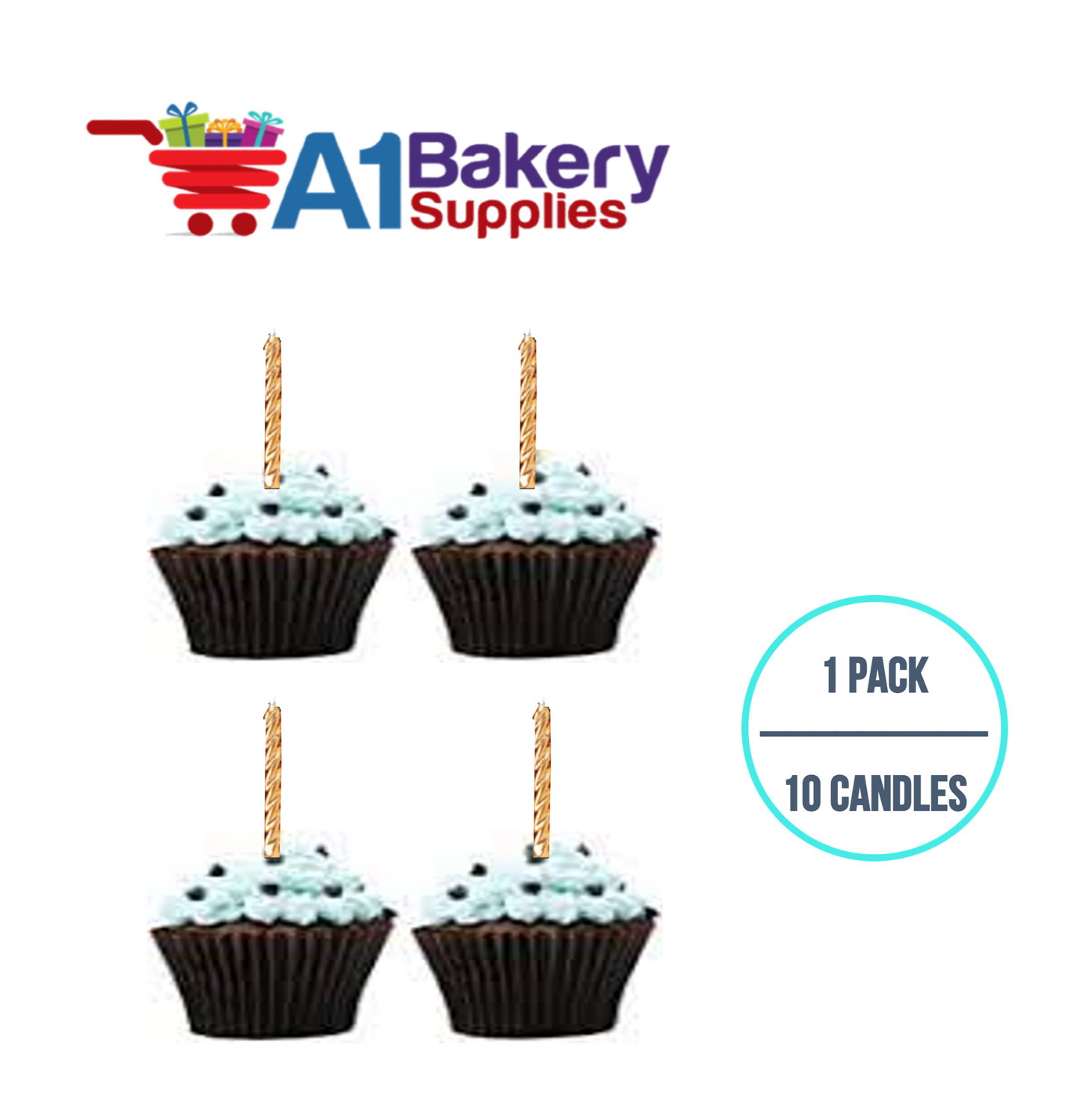 A1BakerySupplies Gold Birthday Candles 1 pack for Birthday Cake Decorations and Anniversary