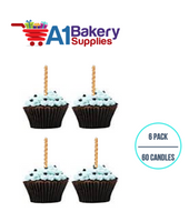 A1BakerySupplies Gold Birthday Candles 6 pack for Birthday Cake Decorations and Anniversary