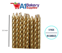 A1BakerySupplies Gold Spiral Candles 6 pack for Birthday Cake Decorations and Anniversary