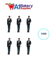 A1BakerySupplies Groom - Black Coat - A.A. 6 pack Wedding Accessories for Birthday Cake Decorations and Marriages