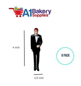 A1BakerySupplies Groom - Black Coat 6 pack Wedding Accessories for Birthday Cake Decorations and Marriages