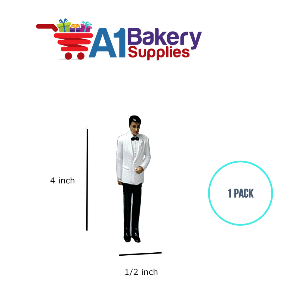 A1BakerySupplies Groom - White Coat - A.A. 1 pack Wedding Accessories for Birthday Cake Decorations and Marriages