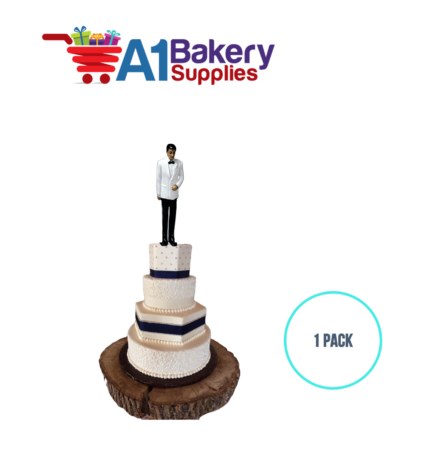 A1BakerySupplies Groom - White Coat - A.A. 1 pack Wedding Accessories for Birthday Cake Decorations and Marriages