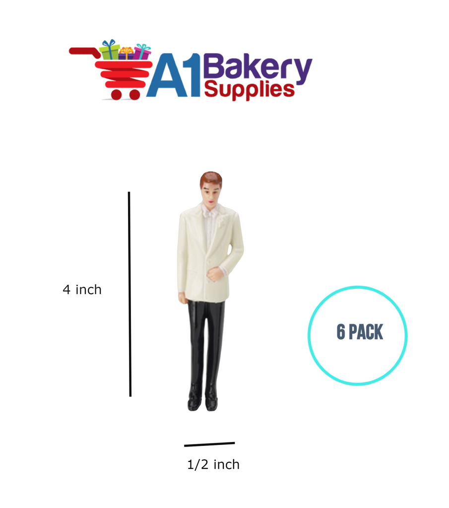 A1BakerySupplies Groom - White Coat 6 pack Wedding Accessories for Birthday Cake Decorations and Marriages