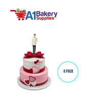 A1BakerySupplies Groom - White Coat 6 pack Wedding Accessories for Birthday Cake Decorations and Marriages