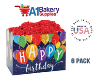 Happy Birthday Balloons Basket Box, Theme Gift Box, Large 10.25 (Length) x 6 (Width) x 7.5 (Height), 6 Pack