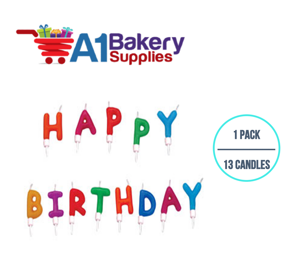 A1BakerySupplies Happy Birthday Message Candles 1 pack for Birthday Cake Decorations and Anniversary