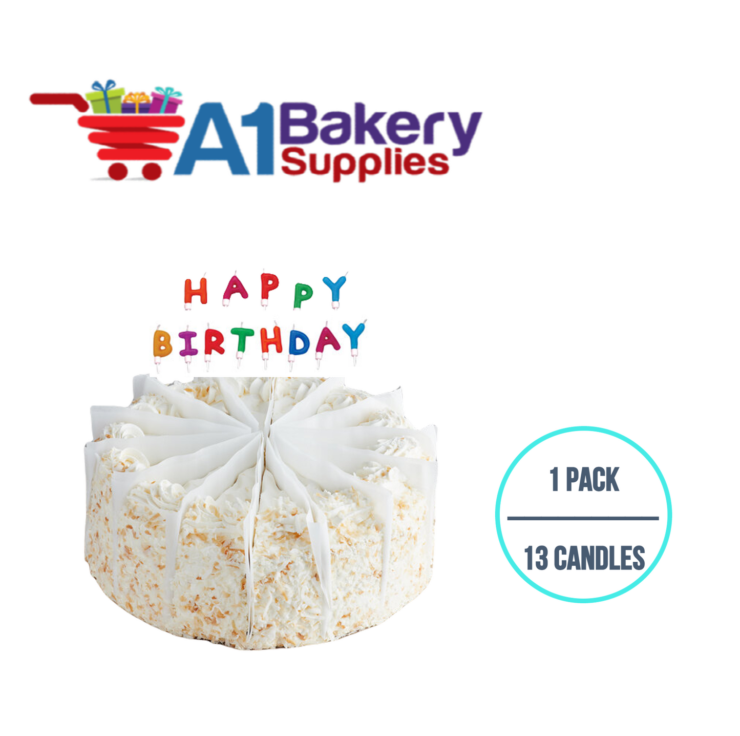 A1BakerySupplies Happy Birthday Message Candles 1 pack for Birthday Cake Decorations and Anniversary