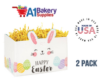 Happy Easter Bunny Basket Box, Theme Gift Box, Large 10.25 (Length) x 6 (Width) x 7.5 (Height), 2 Pack