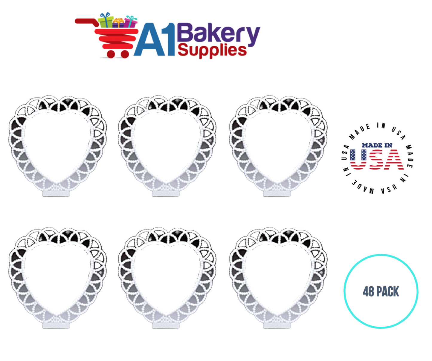 A1BakerySupplies Heart Background 6 pack Wedding Accessories for Birthday Cake Decorations and Marriages