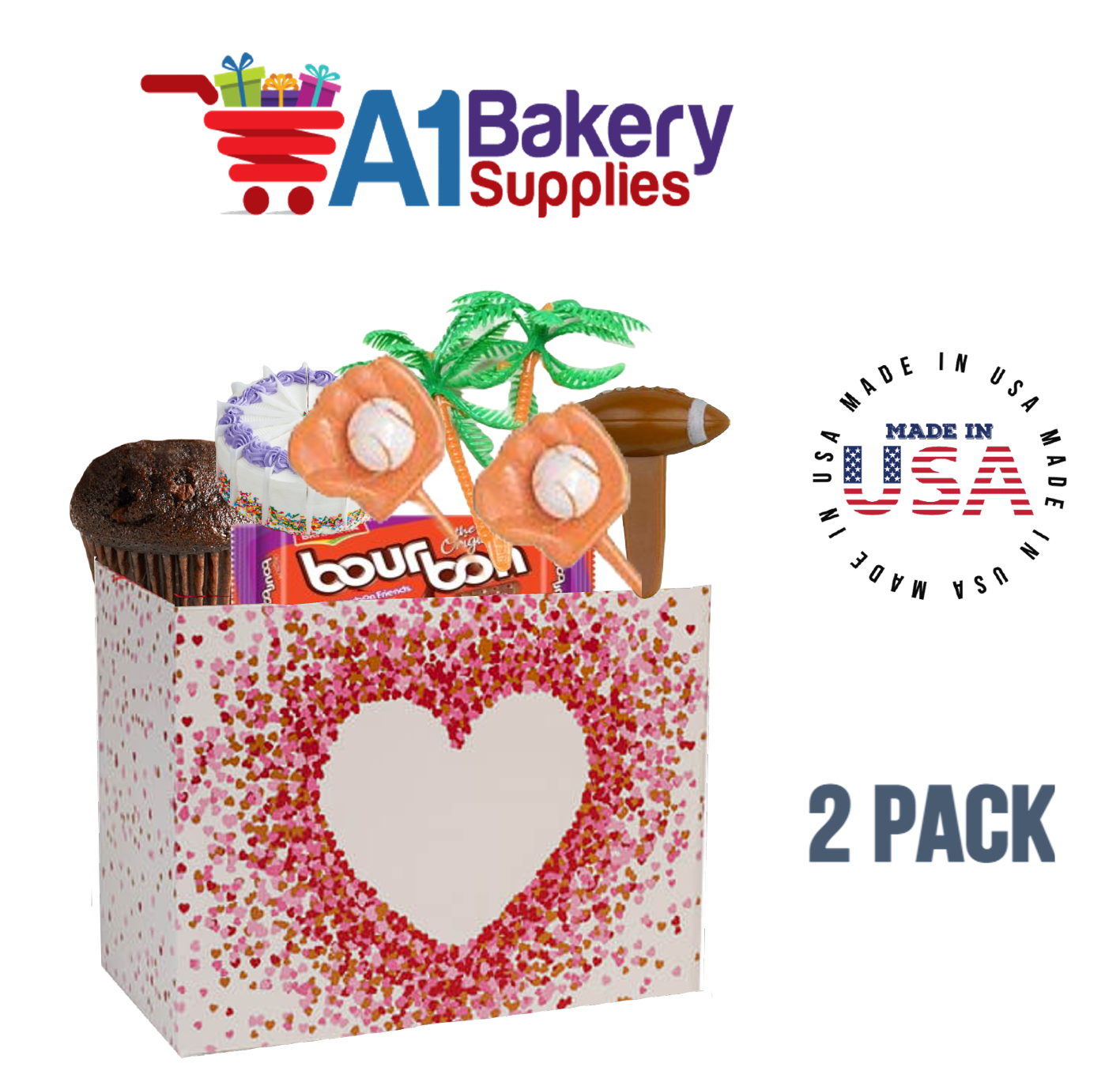 Heart Shaped Confetti Basket Box, Theme Gift Box, Small 6.75 (Length) x 4 (Width) x 5 (Height), 2 Pack