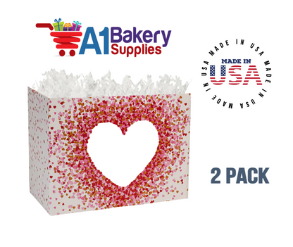 Heart Shaped Confetti Basket Box, Theme Gift Box, Small 6.75 (Length) x 4 (Width) x 5 (Height), 2 Pack