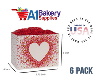 Heart Shaped Confetti Basket Box, Theme Gift Box, Small 6.75 (Length) x 4 (Width) x 5 (Height), 6 Pack