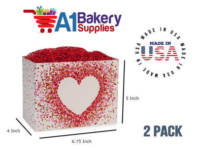 Heart Shaped Confetti Basket Box, Theme Gift Box, Small 6.75 (Length) x 4 (Width) x 5 (Height), 2 Pack