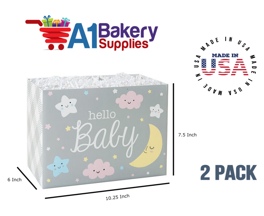Hello Baby Basket Box, Theme Gift Box, Large 10.25 (Length) x 6 (Width) x 7.5 (Height), 2 Pack