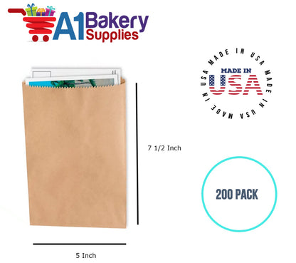 Kraft Flat Merchandise Bags, Medium, 200 Pack , - 5"x7-1/2"