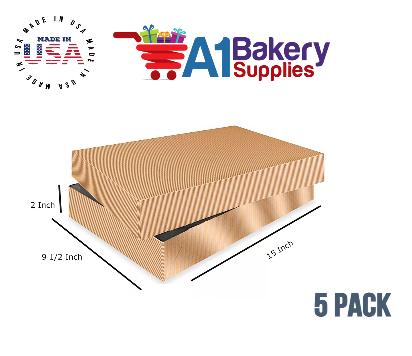 Kraft Brown Color Apparel Box for Men Shirts Gift Wrap Packaging Boxes, 15 x 9 1/2 x 2" - 5 Pack, Small