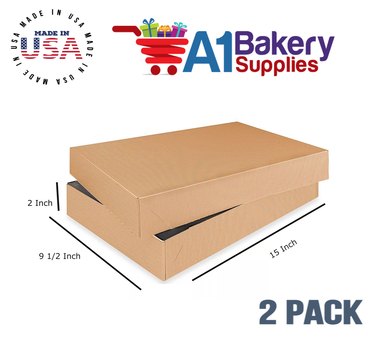 Kraft Brown Color Apparel Box for Men Shirts Gift Wrap Packaging Boxes, 15 x 9 1/2 x 2" - 2 Pack, Small