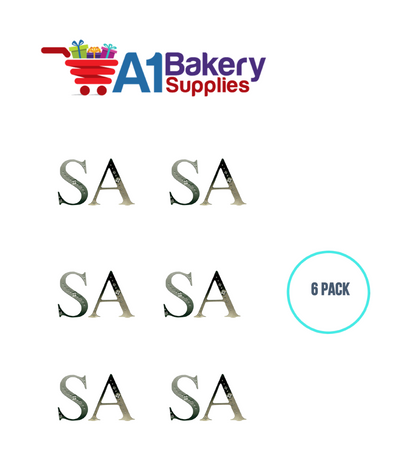A1BakerySupplies Monogram - Silver Jeweled "R" (4") 6 pack Wedding Accessories for Birthday Cake Decorations and Marriages