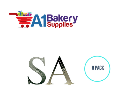 A1BakerySupplies Monogram - Silver Jeweled "C" (4") 6 pack Wedding Accessories for Birthday Cake Decorations and Marriages