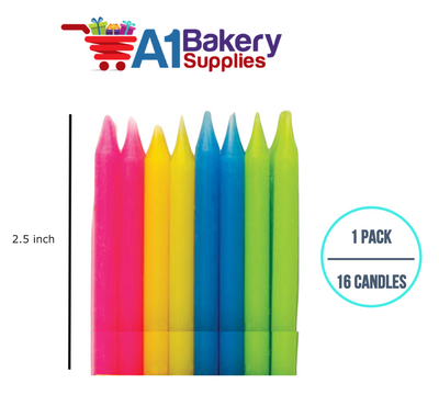 A1BakerySupplies Multi Straight Candles 1 pack for Birthday Cake Decorations and Anniversary