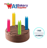 A1BakerySupplies Multi Straight Candles 1 pack for Birthday Cake Decorations and Anniversary