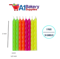 A1BakerySupplies Neon Candles 1 pack for Birthday Cake Decorations and Anniversary