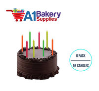 A1BakerySupplies Neon Spiral Asst. Candles 6 pack for Birthday Cake Decorations and Anniversary
