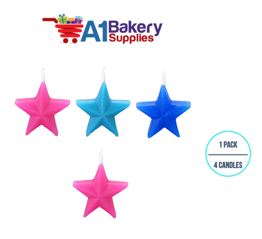 A1BakerySupplies Cool Color Star Novelty Candles 1 pack for Birthday Cake Decorations and Anniversary