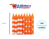 A1BakerySupplies Orange Stripes And Dots Candles 1 pack for Birthday Cake Decorations and Anniversary