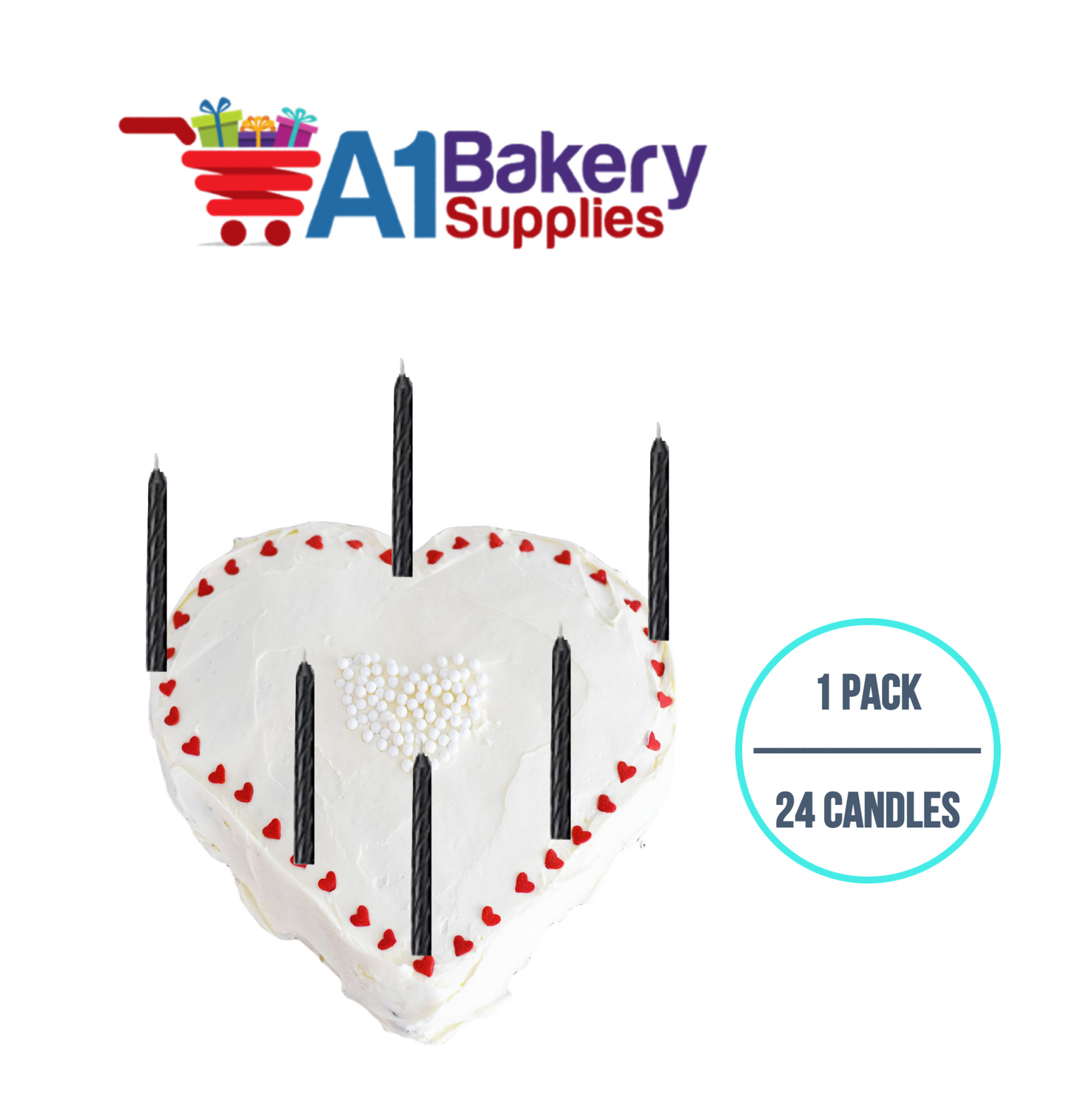 A1BakerySupplies Over-The-Hill Black Blister Candles 1 pack for Birthday Cake Decorations and Anniversary