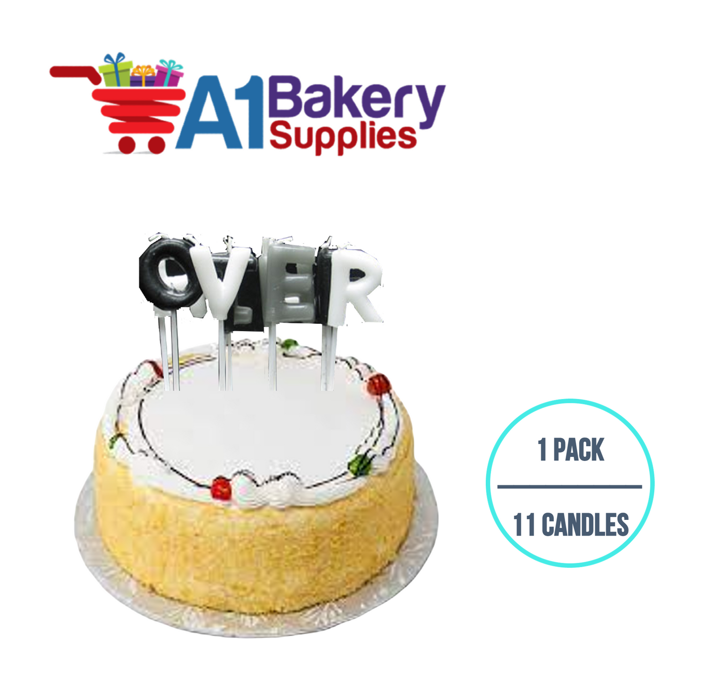 A1BakerySupplies Over The Hill Letter Candle Sets 1 pack for Birthday Cake Decorations and Anniversary
