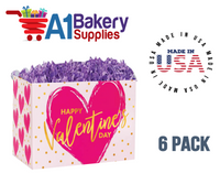 Painted Heart Basket Box, Theme Gift Box, Large 10.25 (Length) x 6 (Width) x 7.5 (Height), 6 Pack