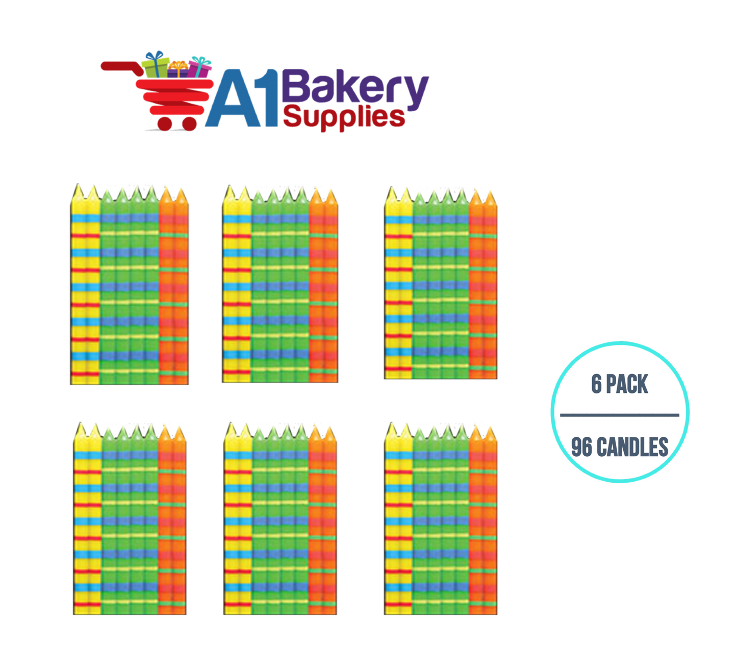 A1BakerySupplies Paparazzi Birthday Candles-Med. Asst 6 pack for Birthday Cake Decorations and Anniversary