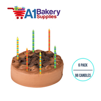 A1BakerySupplies Paparazzi Birthday Candles-Med. Asst 6 pack for Birthday Cake Decorations and Anniversary