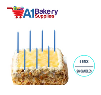 A1BakerySupplies Party Shape Candles- Blue W/Holders 6 pack for Birthday Cake Decorations and Anniversary