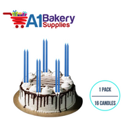 A1BakerySupplies Party Shape Candles- Blue W/Holders 1 pack for Birthday Cake Decorations and Anniversary